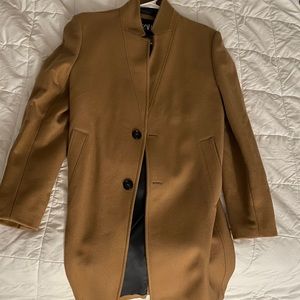 Zara Men’s Medium Camel Inverted Lapel Overcoat